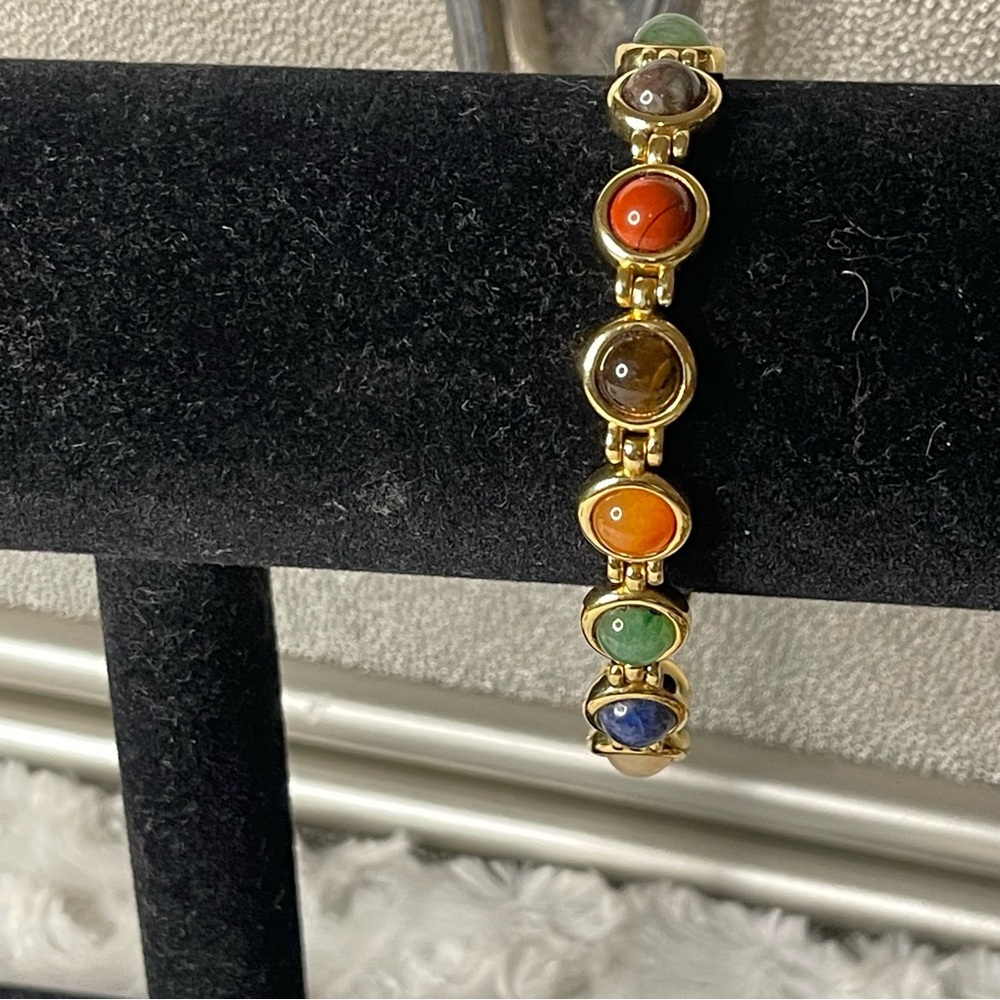 378 Vintage Multi-Stone Gold Bracelet